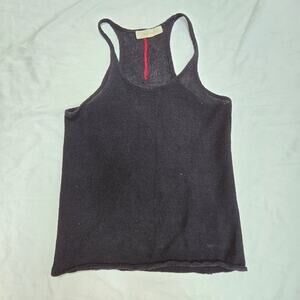 Inhabit Navy Blue And Red Y Racer Back Tank Top Knit Shirt